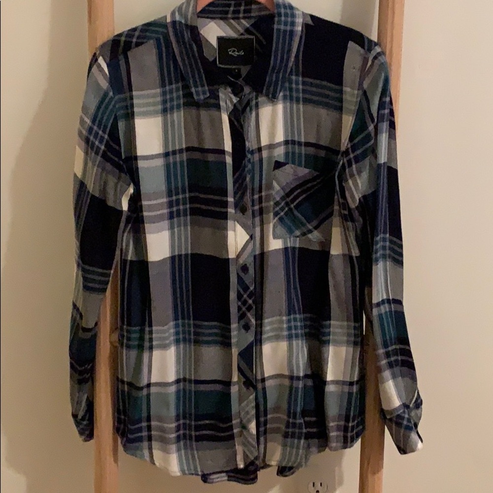 Rails Black/Teal/White Plaid Button Down Shirt